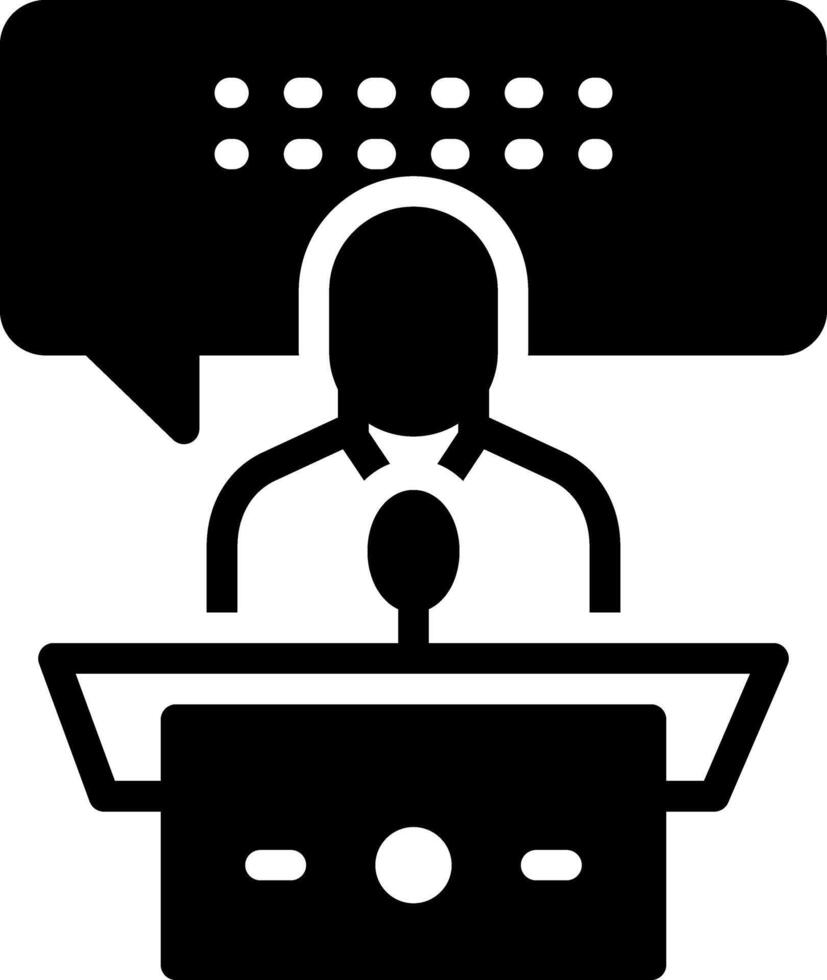 Vector solid black icon for speech