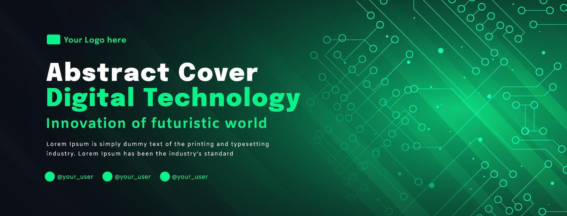Digital technology poster cover speed connect dark green background, cyber information, abstract communication, innovation future tech data, internet network connection, Ai big data blend illustration vector