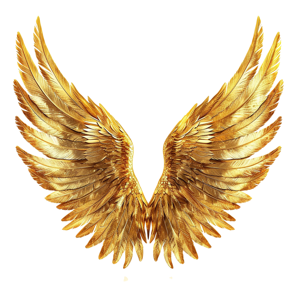 AI generated Golden wings ornament isolated on a transparent background png