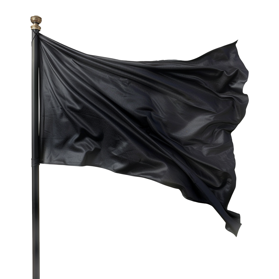 AI generated Blank black flag waving isolated on transparent background png