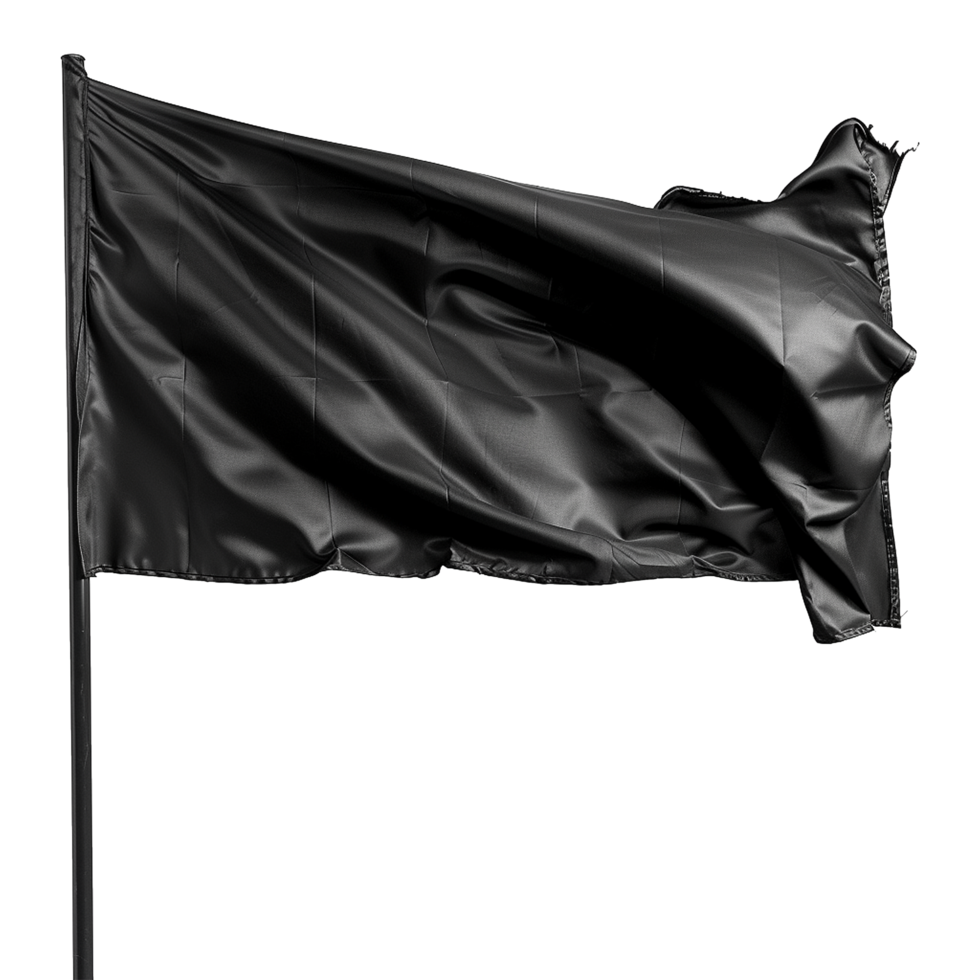 AI generated Blank black flag waving isolated on transparent background png