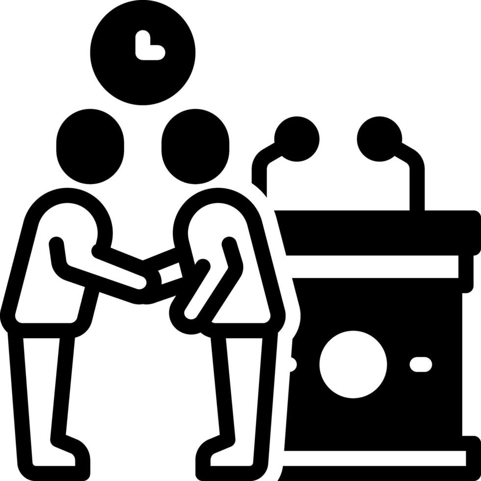 Solid black icon for hand shake vector