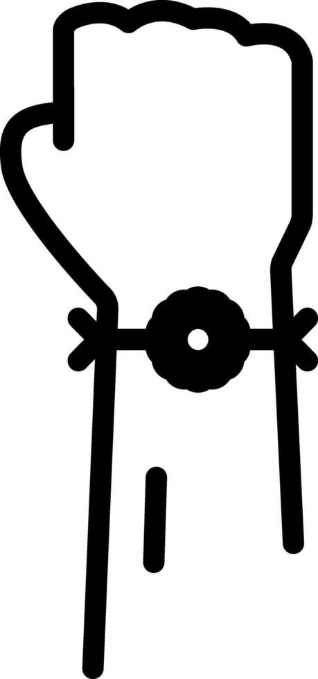 vector sólido negro icono para rakhi en mano