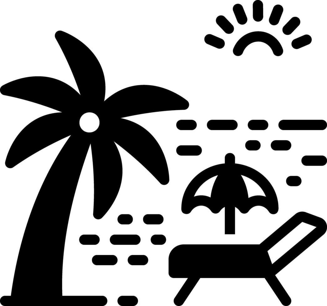 Vector solid black icon for beach