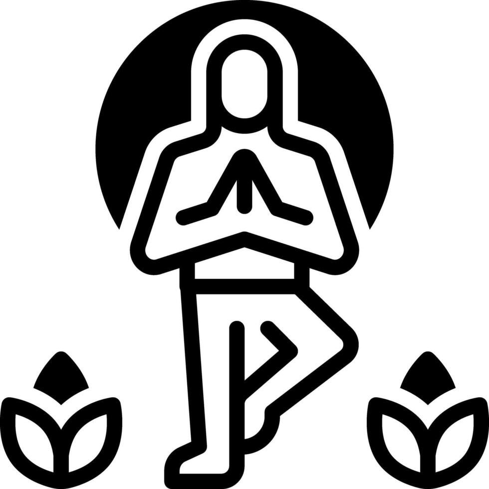 Solid black icon for yoga vector