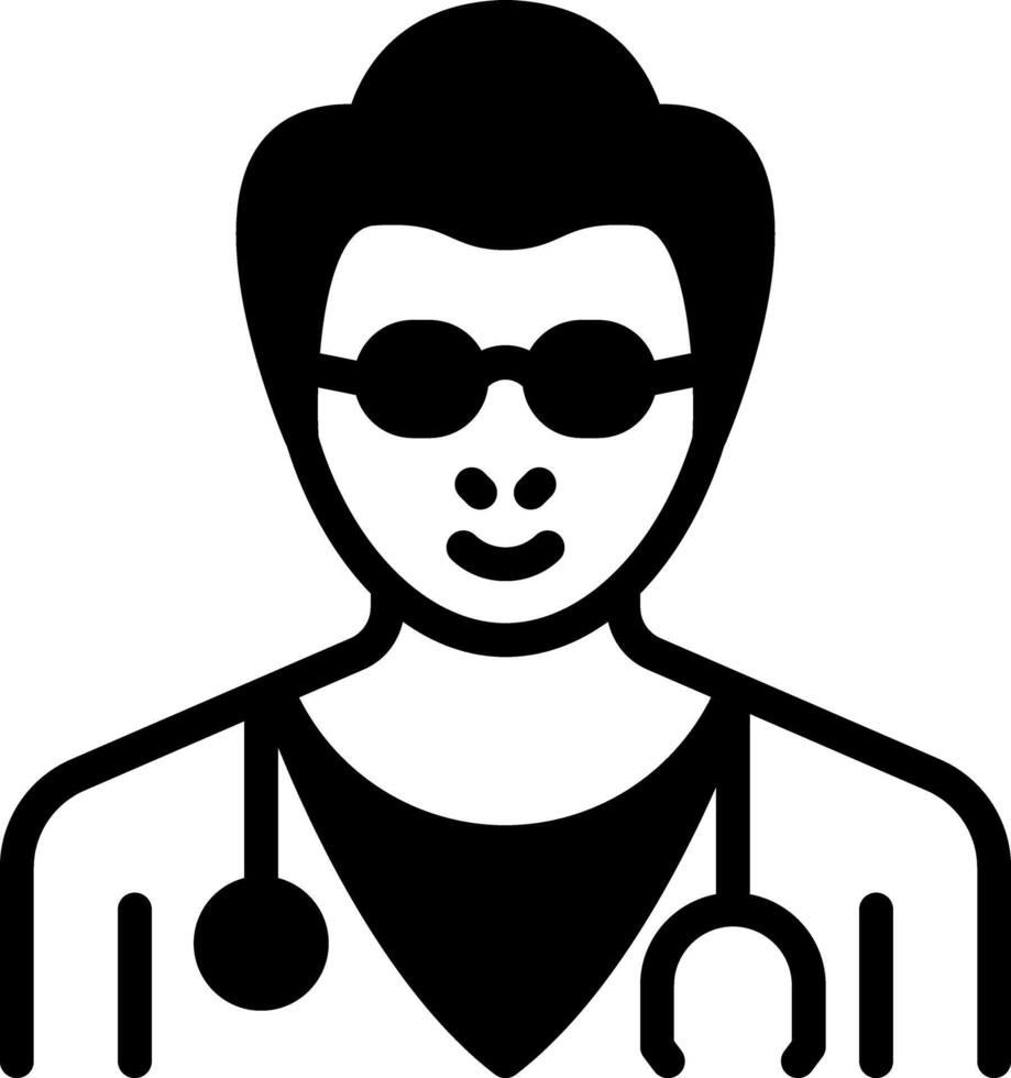 Solid black icon for doctor vector