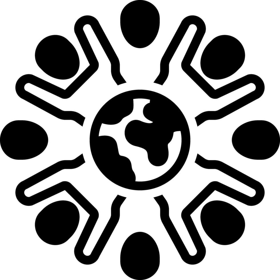 Solid black icon for global community vector