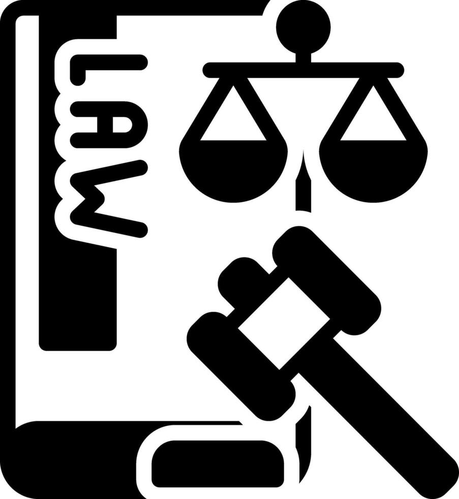 Solid black icon for law vector