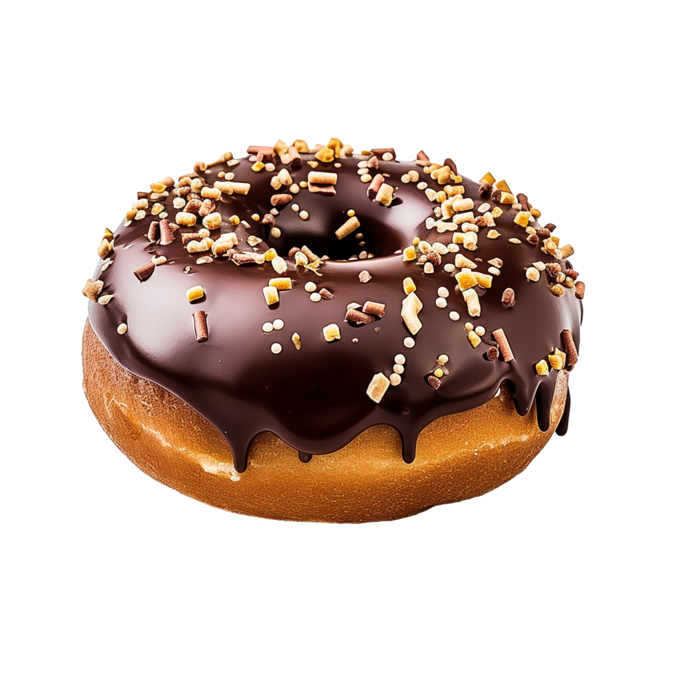 AI generated Chocolate donut png isolated on transparent background