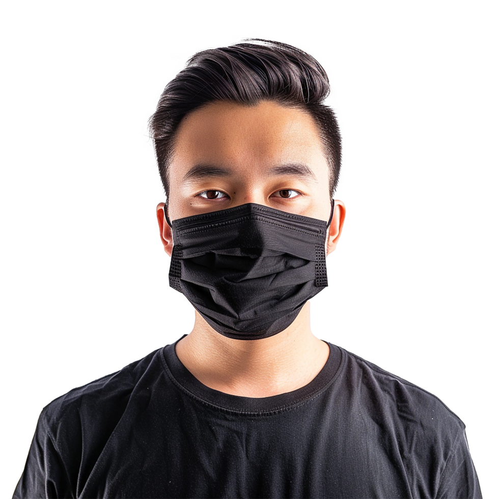 AI generated Man wear face mask png isolated on transparent background