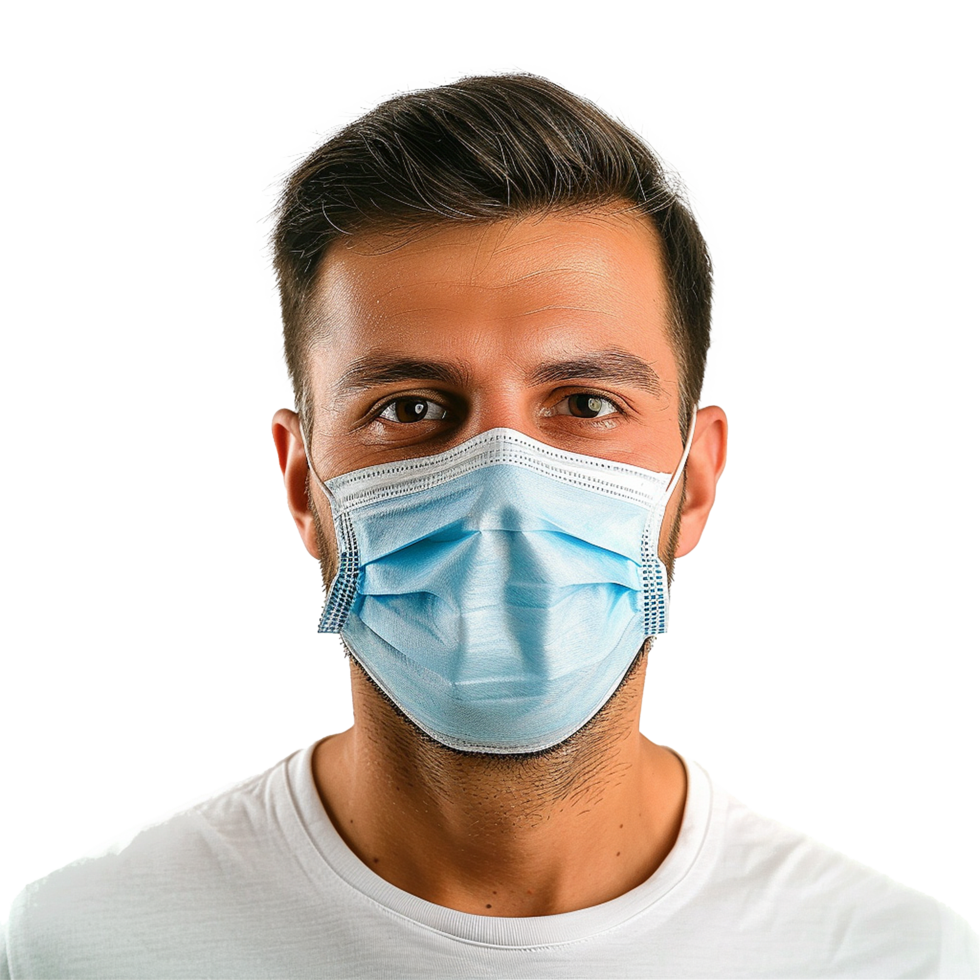 AI generated Man wear face mask png isolated on transparent background