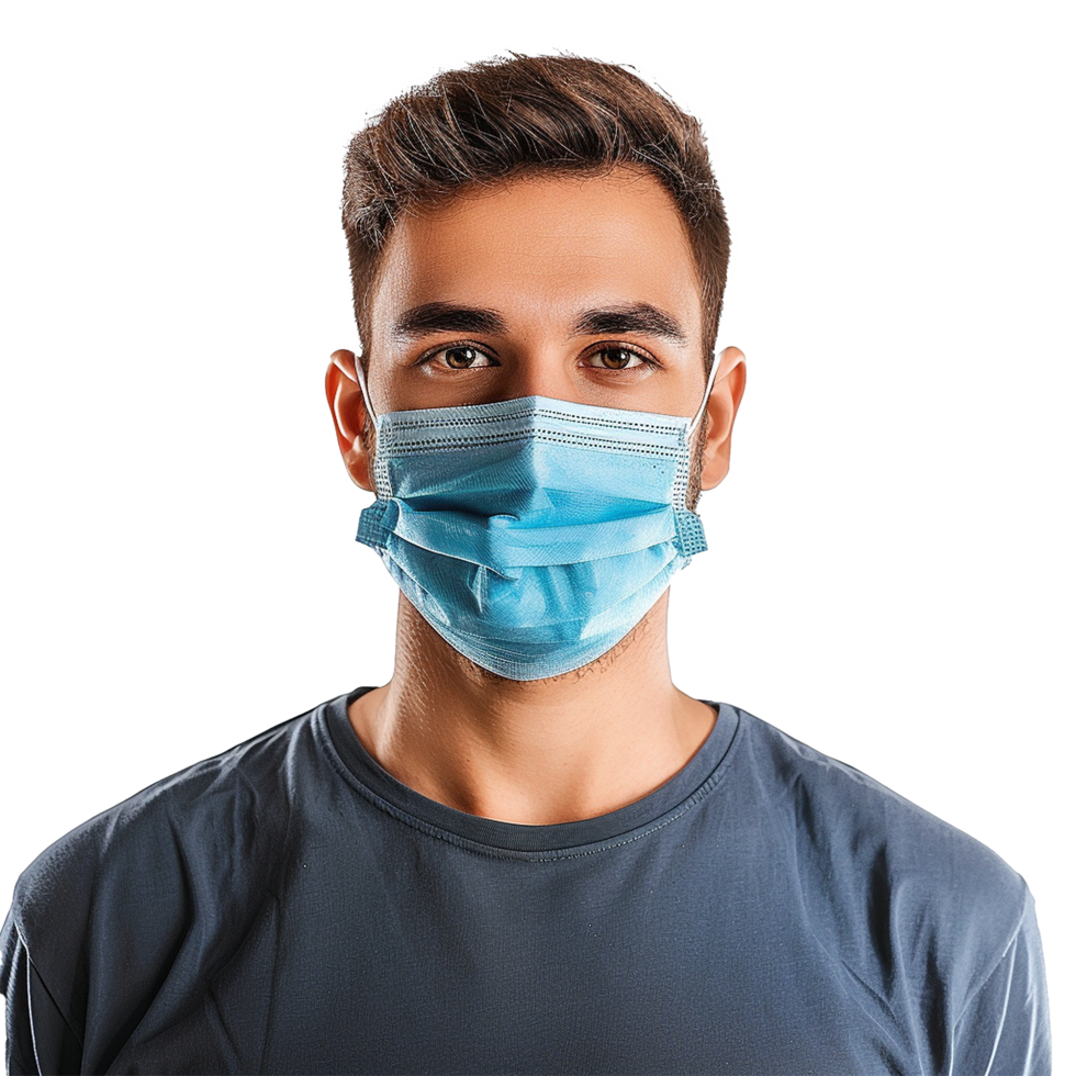 AI generated Man wear face mask png isolated on transparent background