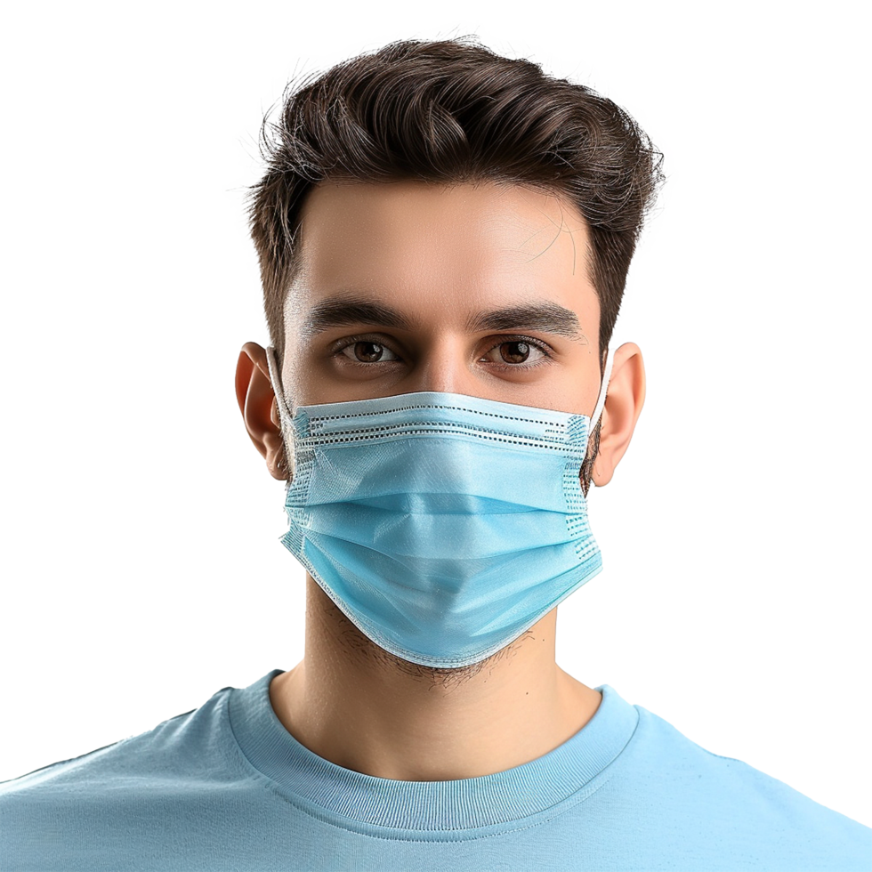 AI generated Man wear face mask png isolated on transparent background