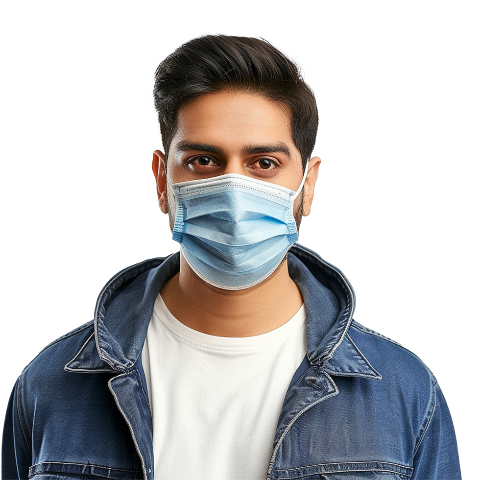 AI generated Man wear face mask png isolated on transparent background