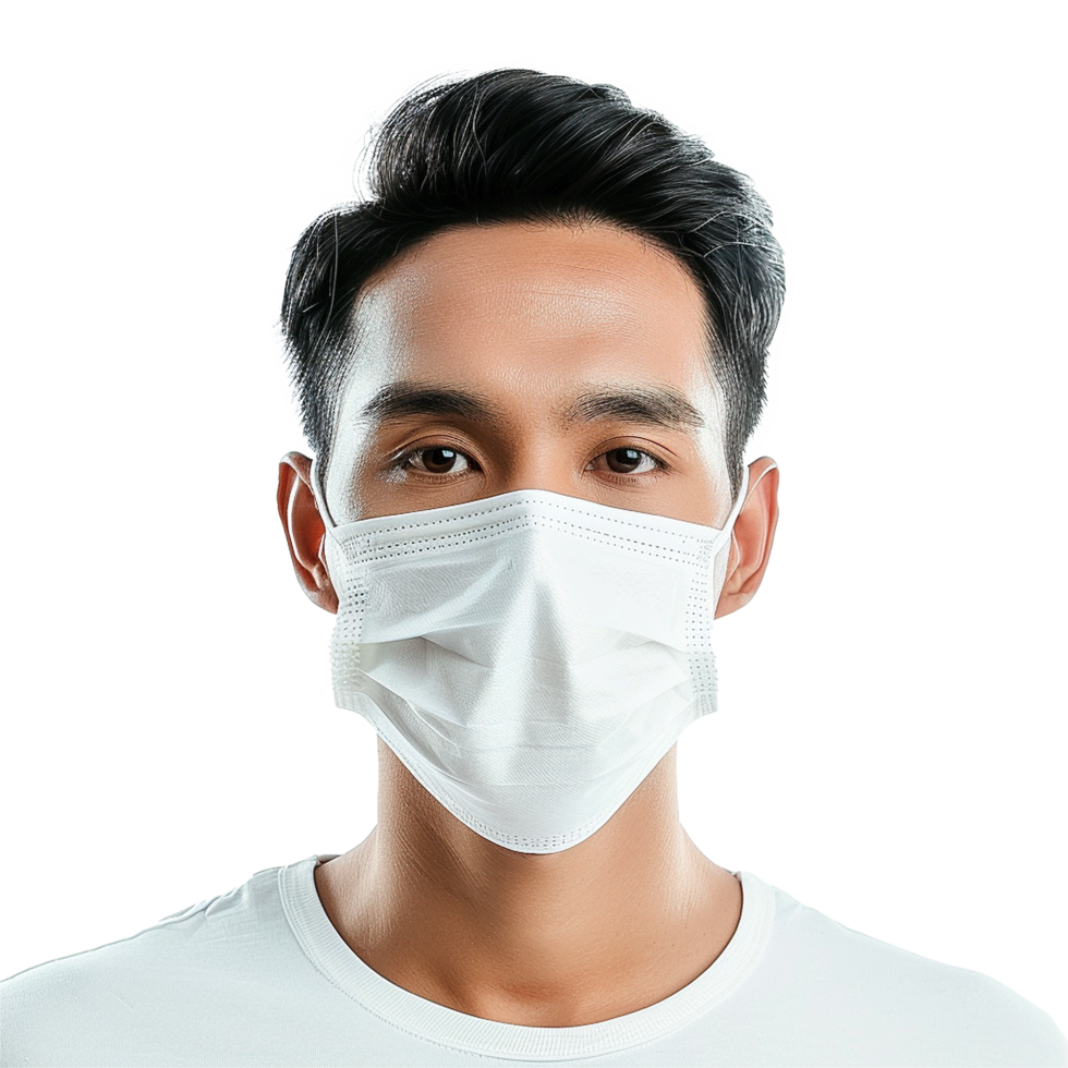 AI generated Man wear face mask png isolated on transparent background