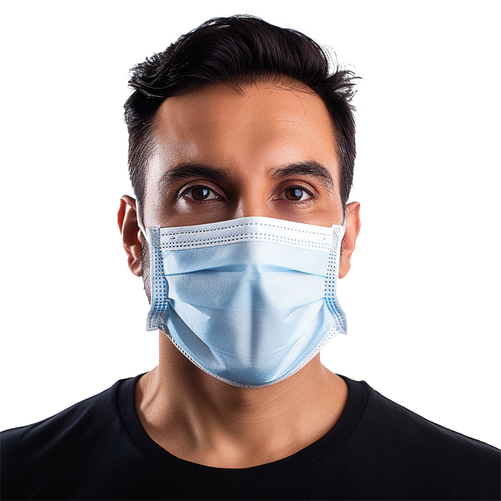 AI generated Man wear face mask png isolated on transparent background