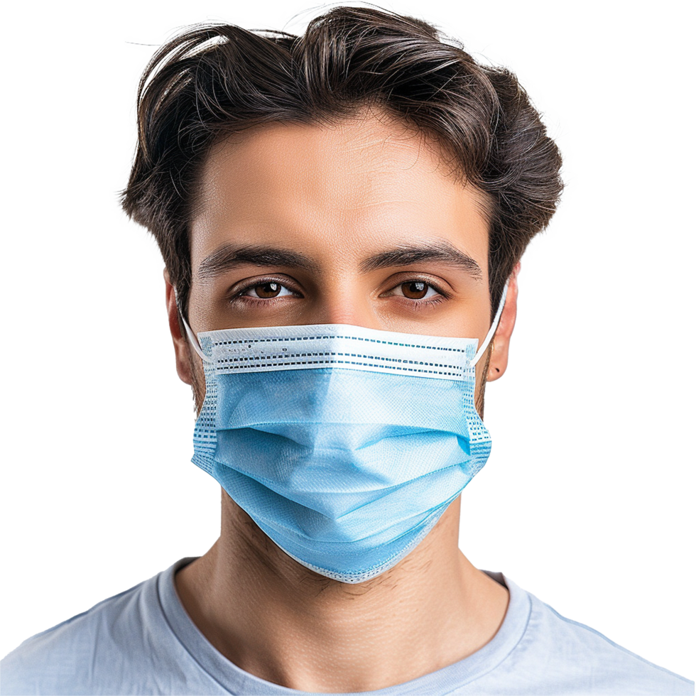 AI generated Man wear face mask png isolated on transparent background