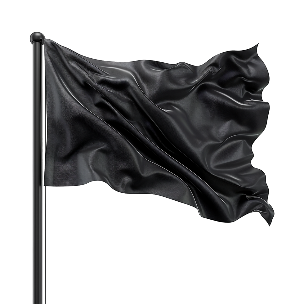 AI generated Blank black flag waving isolated on transparent background png