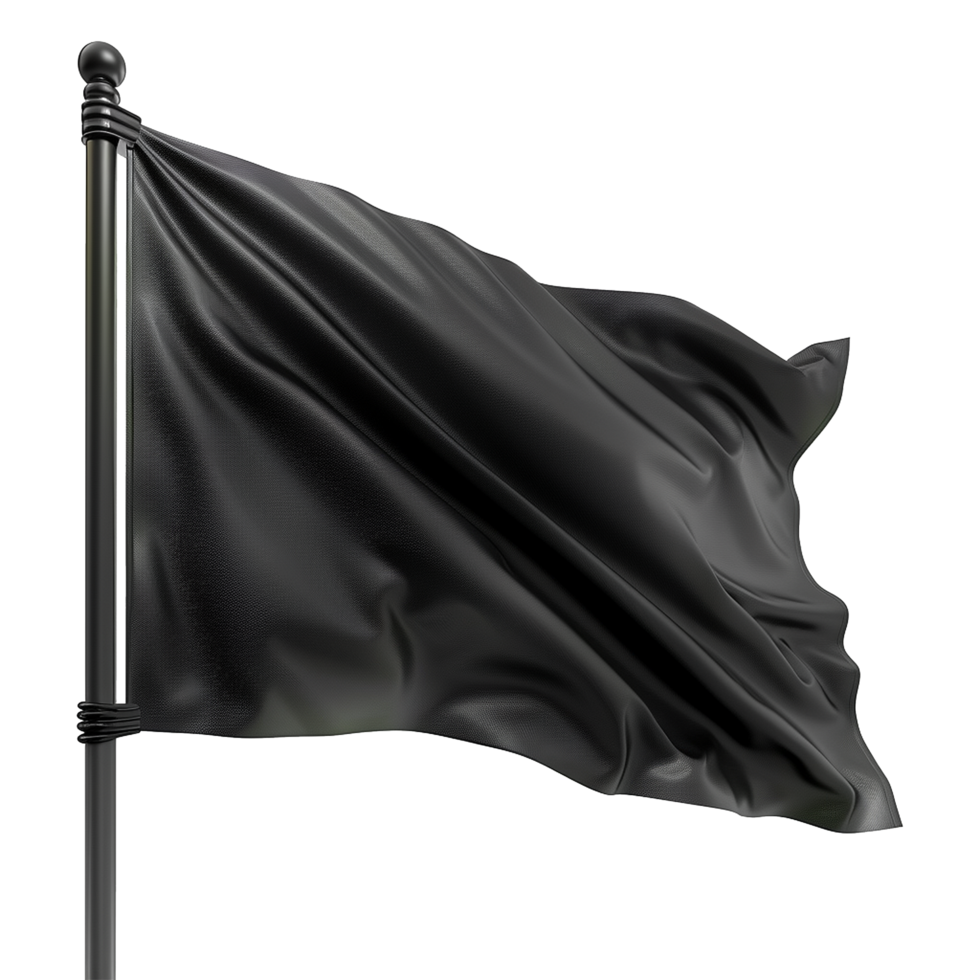 AI generated Blank black flag waving isolated on transparent background png