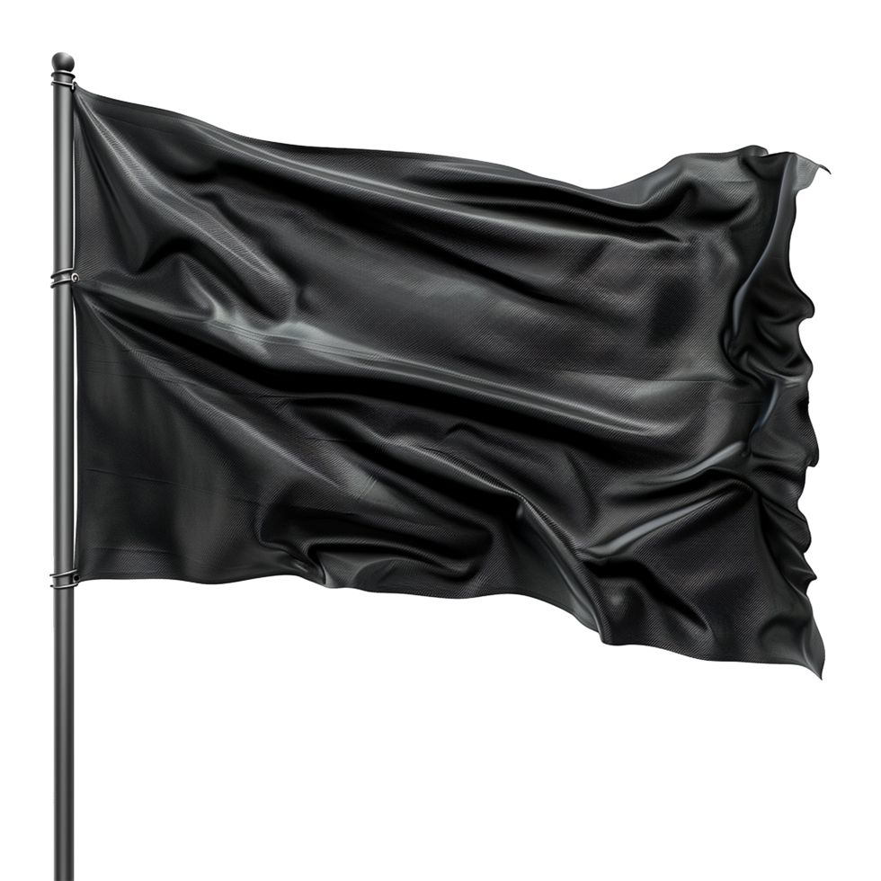 AI generated Blank black flag waving isolated on transparent background png