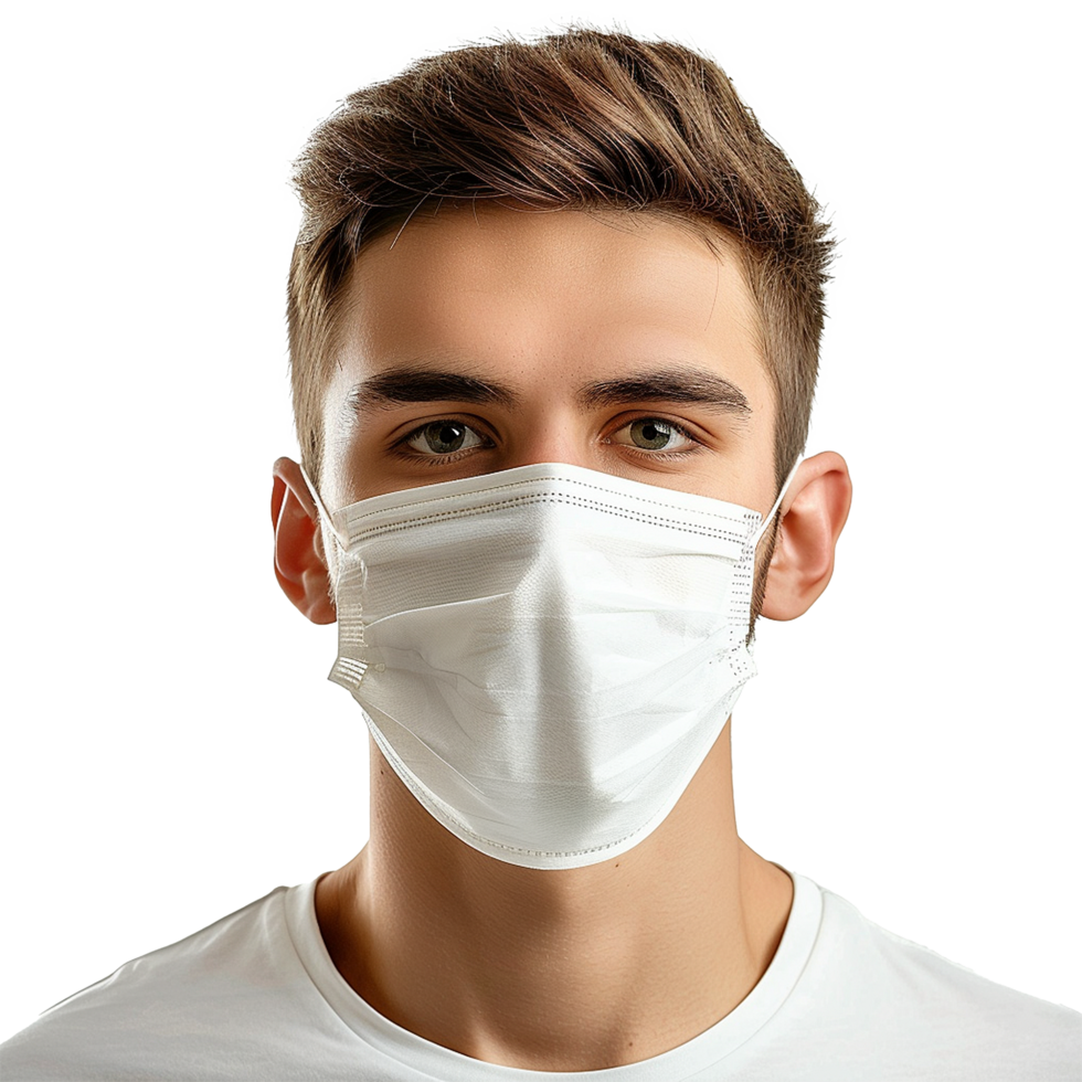 AI generated Man wear face mask png isolated on transparent background