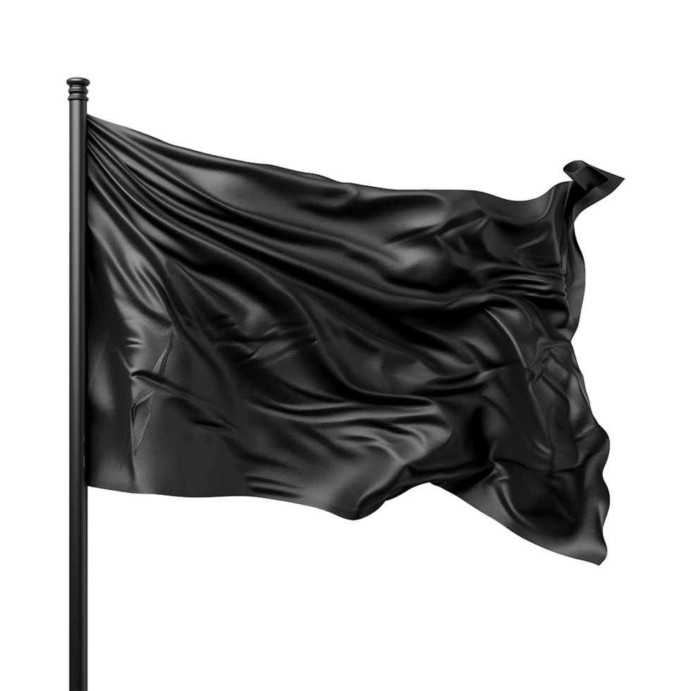 AI generated Blank black flag waving isolated on transparent background png