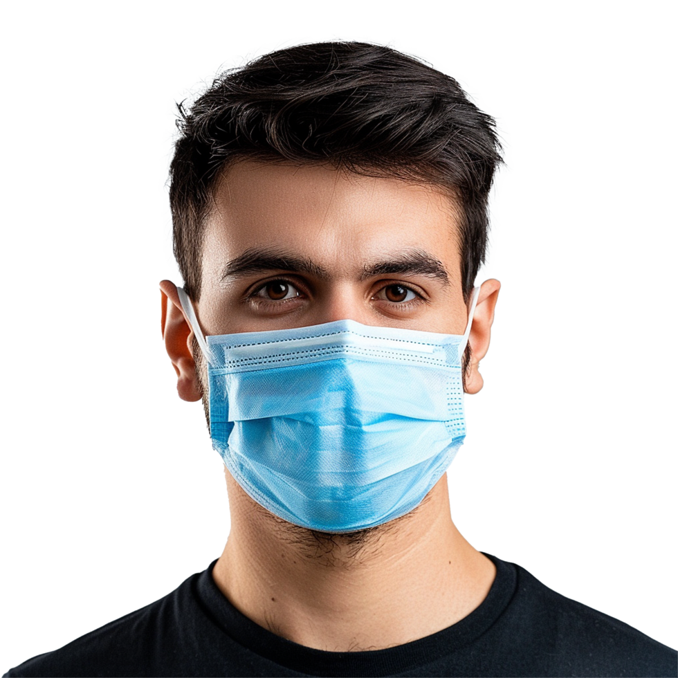 AI generated Man wear face mask png isolated on transparent background