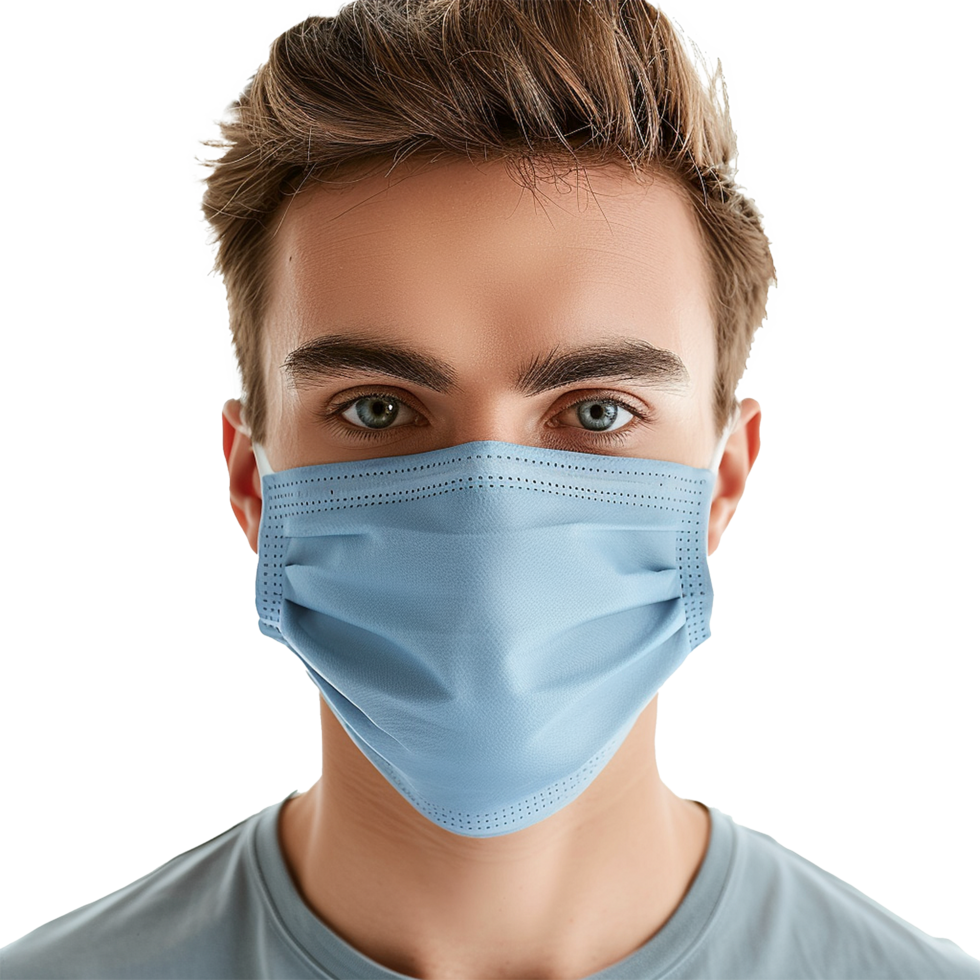 AI generated Man wear face mask png isolated on transparent background