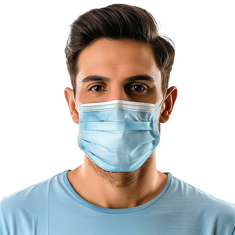 AI generated Man wear face mask png isolated on transparent background