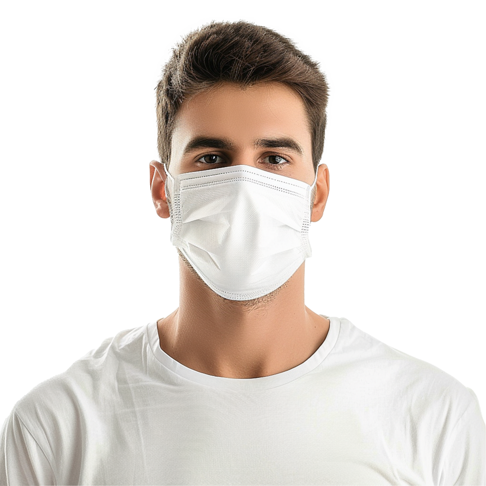 AI generated Man wear face mask png isolated on transparent background