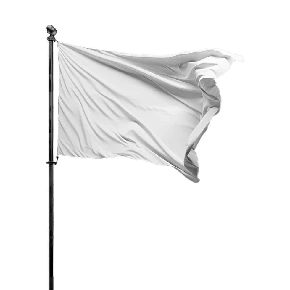 AI generated Blank white flag waving isolated on transparent background png