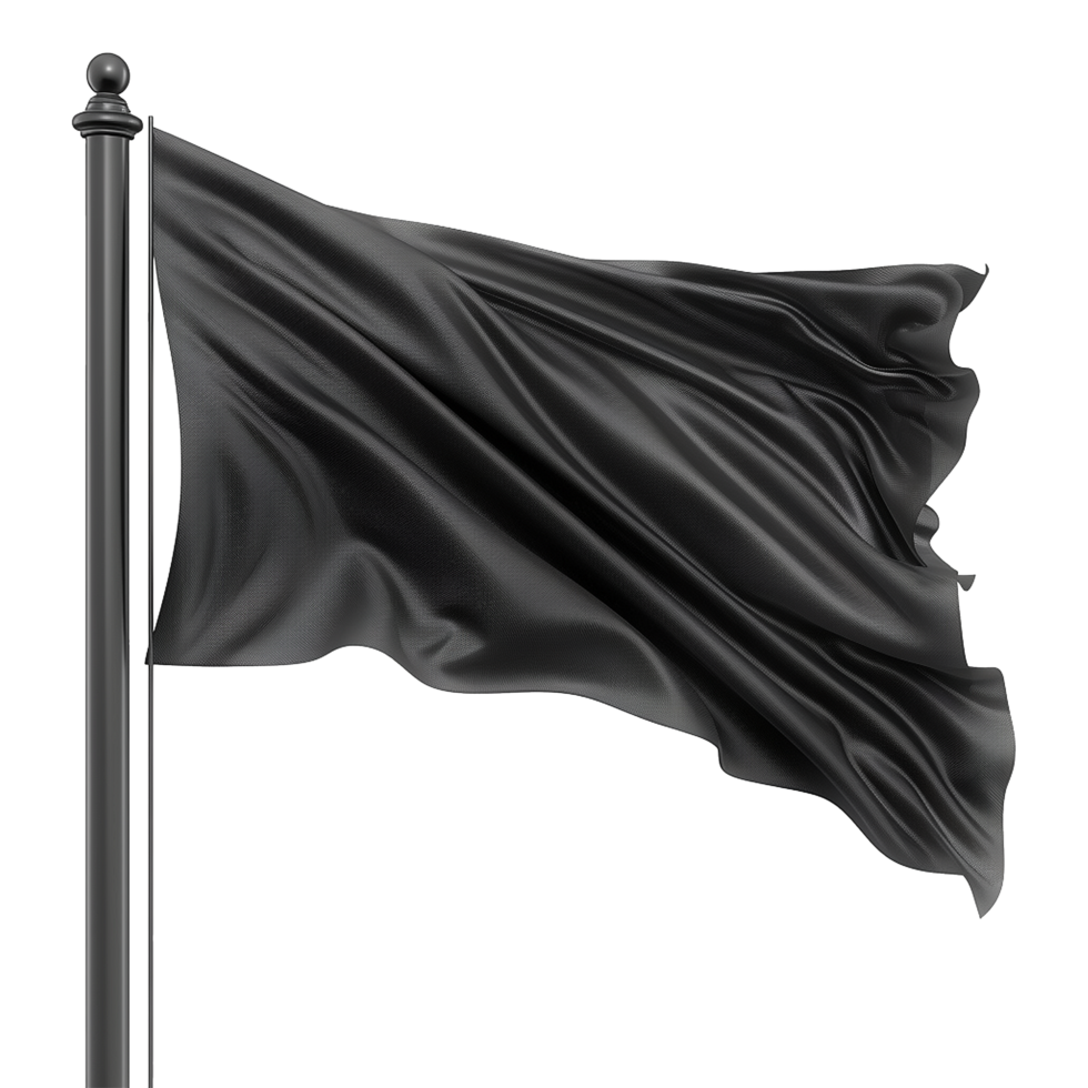 AI generated Blank black flag waving isolated on transparent background png