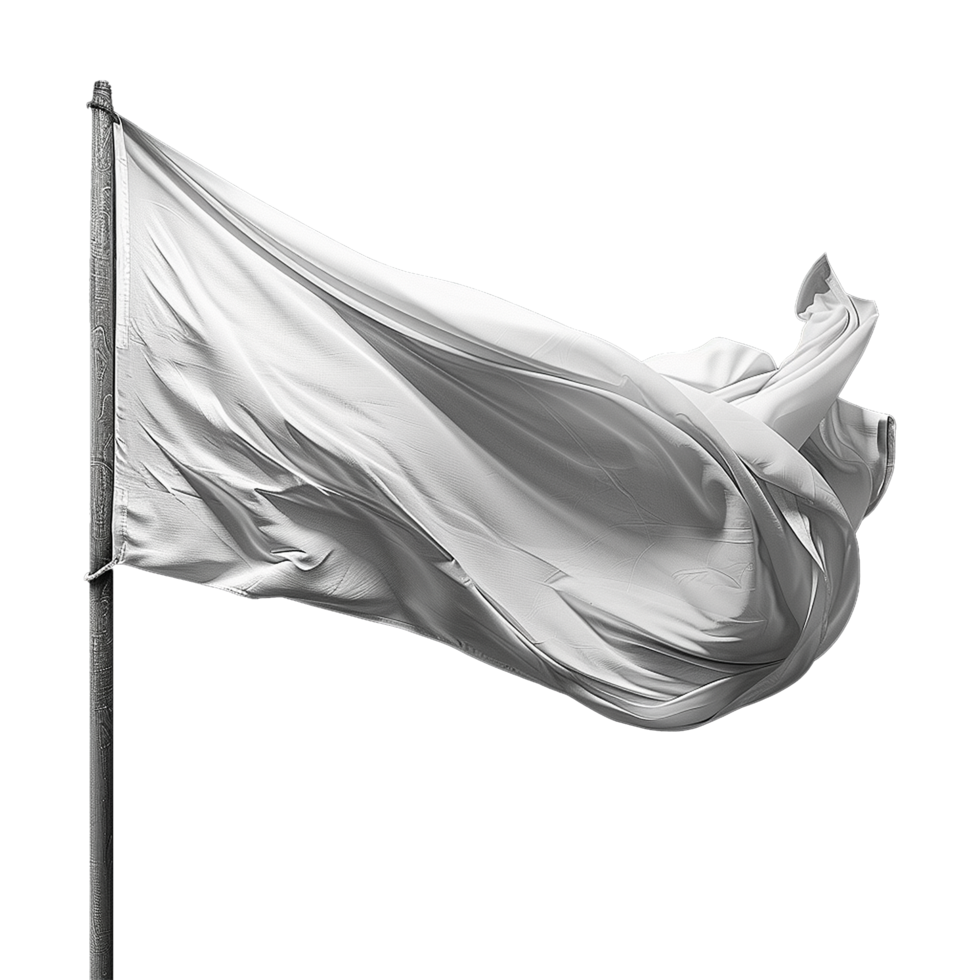 AI generated Blank white flag waving isolated on transparent background png
