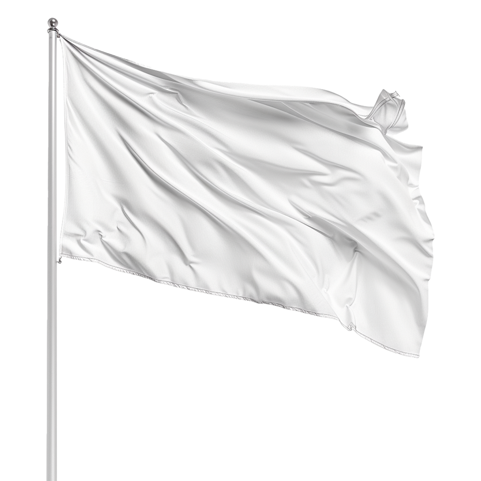 AI generated Blank white flag waving isolated on transparent background png