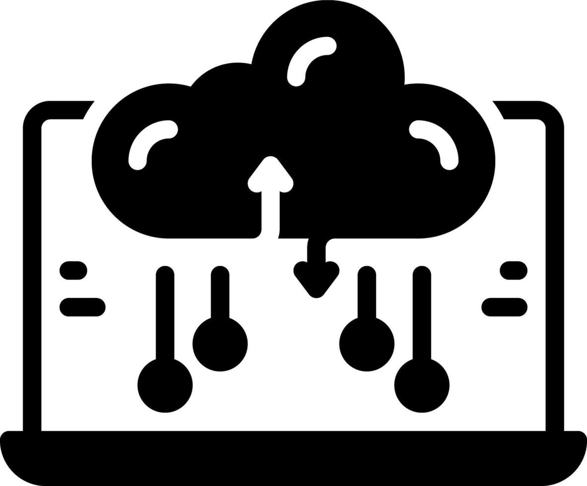 Solid black icon for cloud computing vector