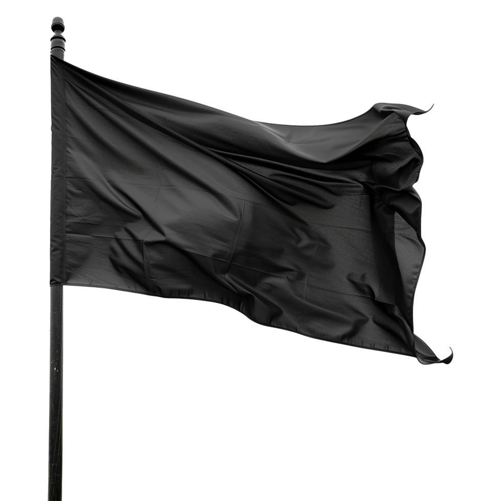 AI generated Blank black flag waving isolated on transparent background png
