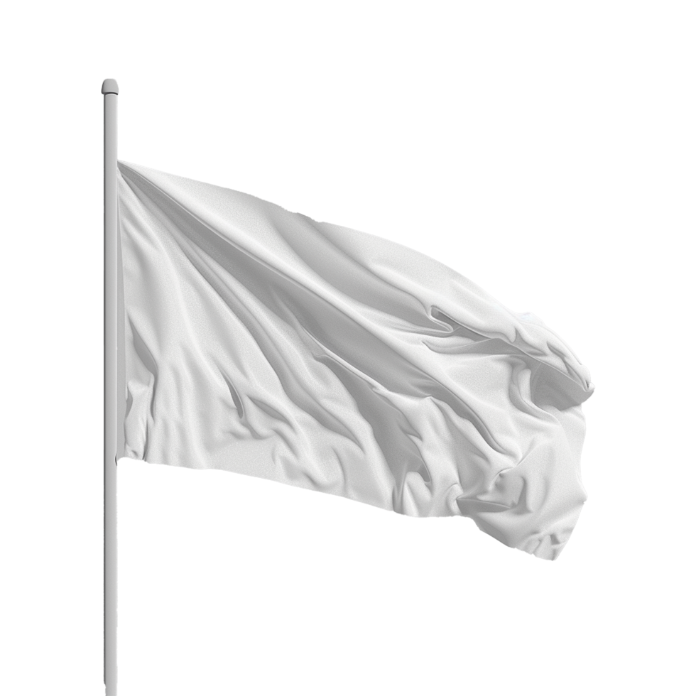 AI generated Blank white flag waving isolated on transparent background png