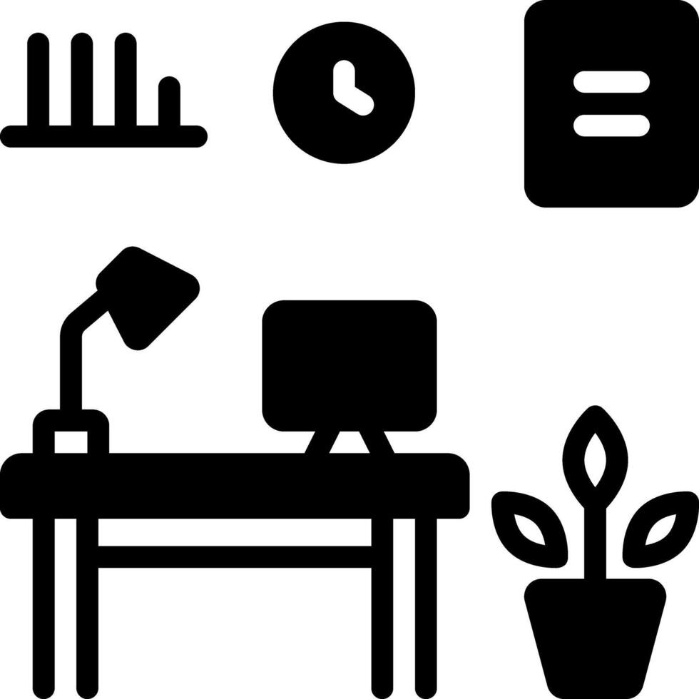 Vector solid black icon for home office