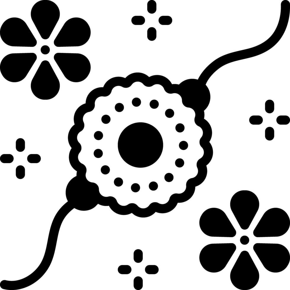 Vector solid black icon for rakhi and flower