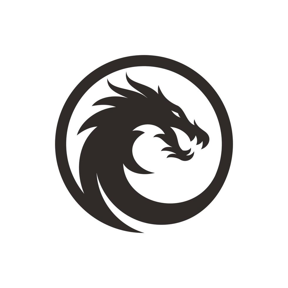 Plantilla de logotipo de diseño de ilustración de icono de vector de cabeza de dragón
