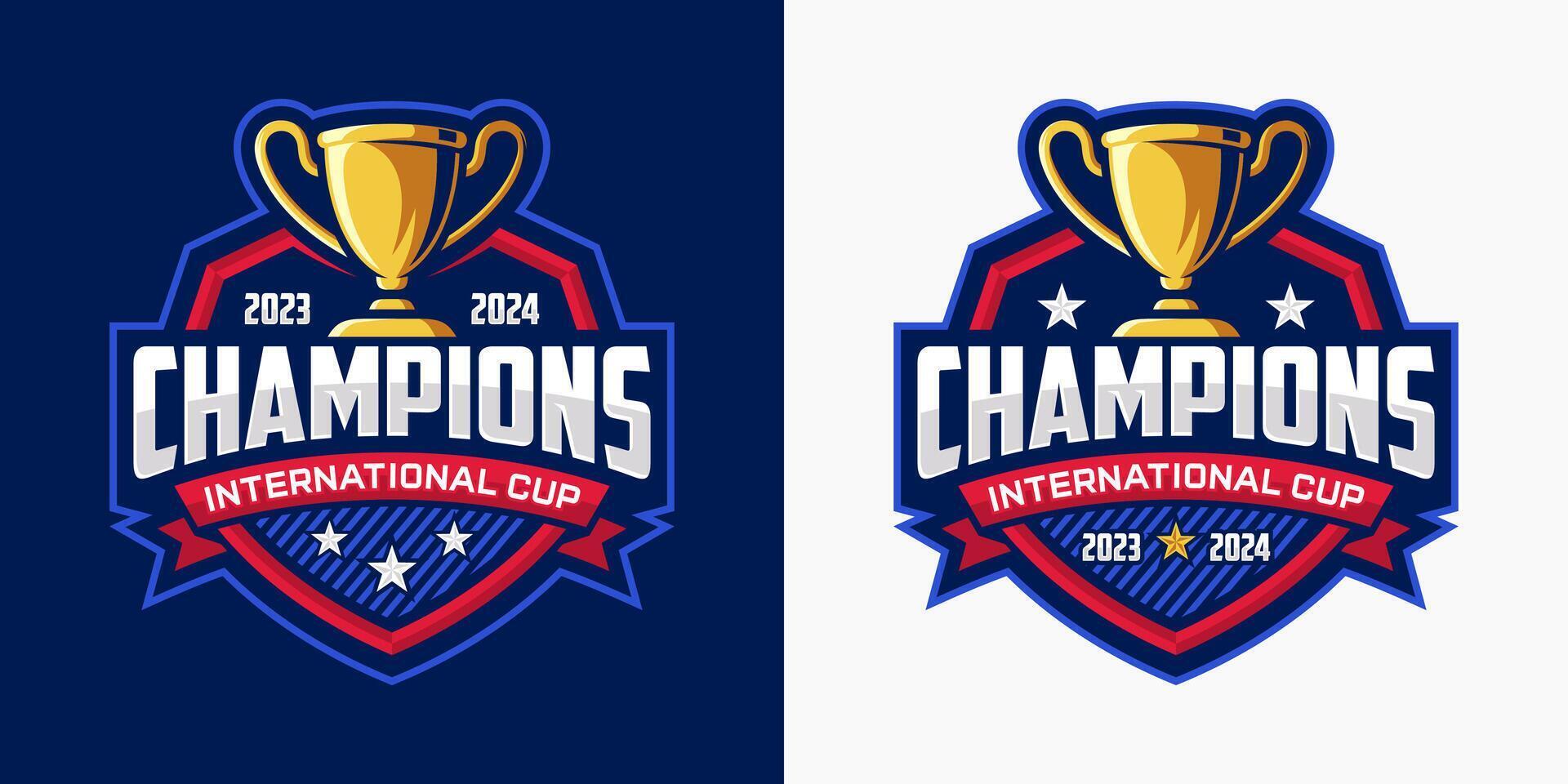 Champions Sports League Emblem Badge Logo Design Vector Template.