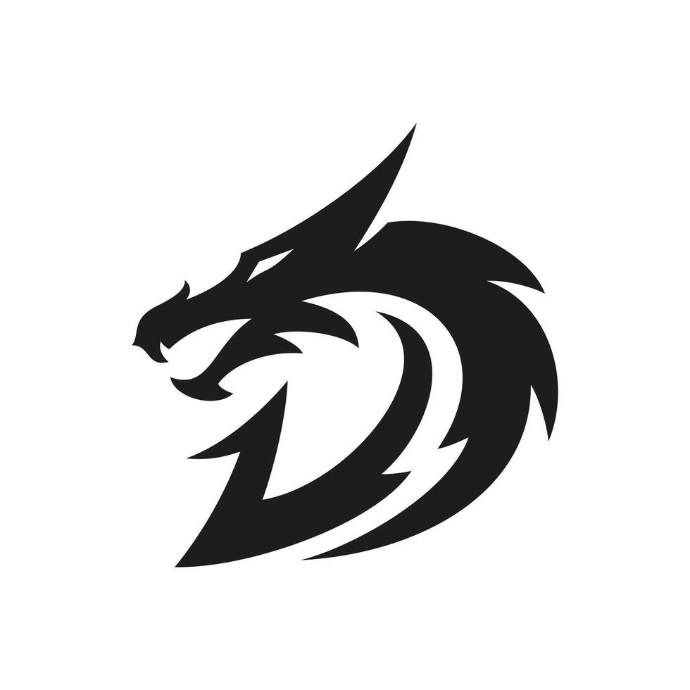 Creative Dragon with Initial Letter D Logo Design. Dragon Head Vector Illustration