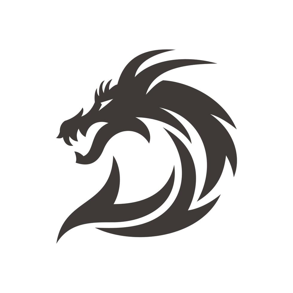 Creative Dragon with Initial Letter D Logo Design. Dragon Head Vector Illustration
