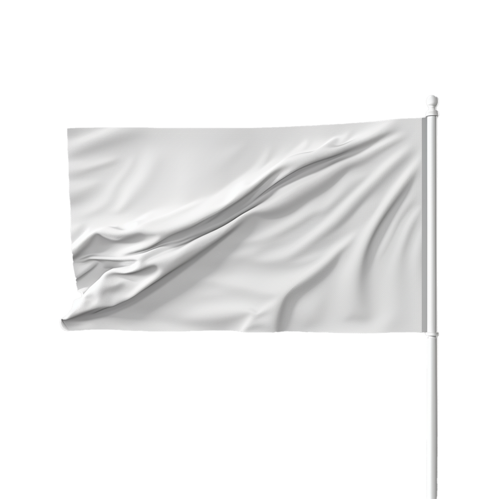 AI generated Blank white flag waving isolated on transparent background