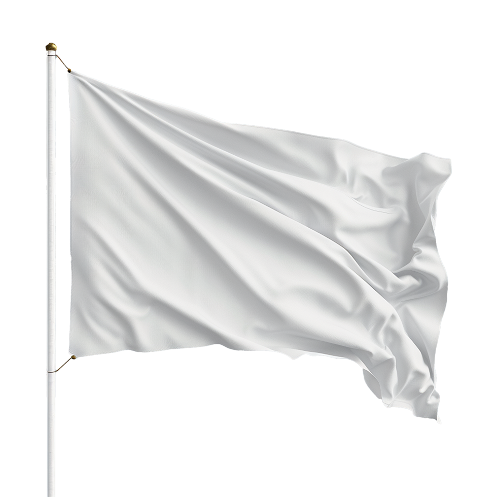 AI generated Blank white flag waving isolated on transparent background png