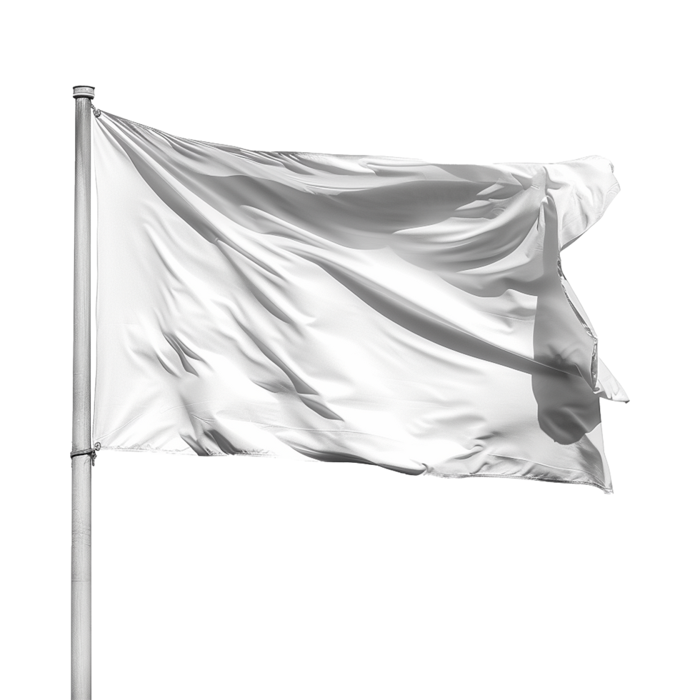 AI generated Blank white flag waving isolated on transparent background png