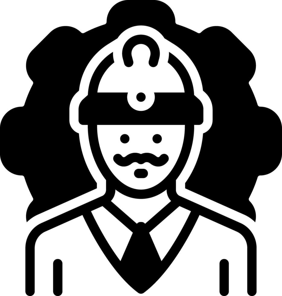 Solid black icon for worker vector