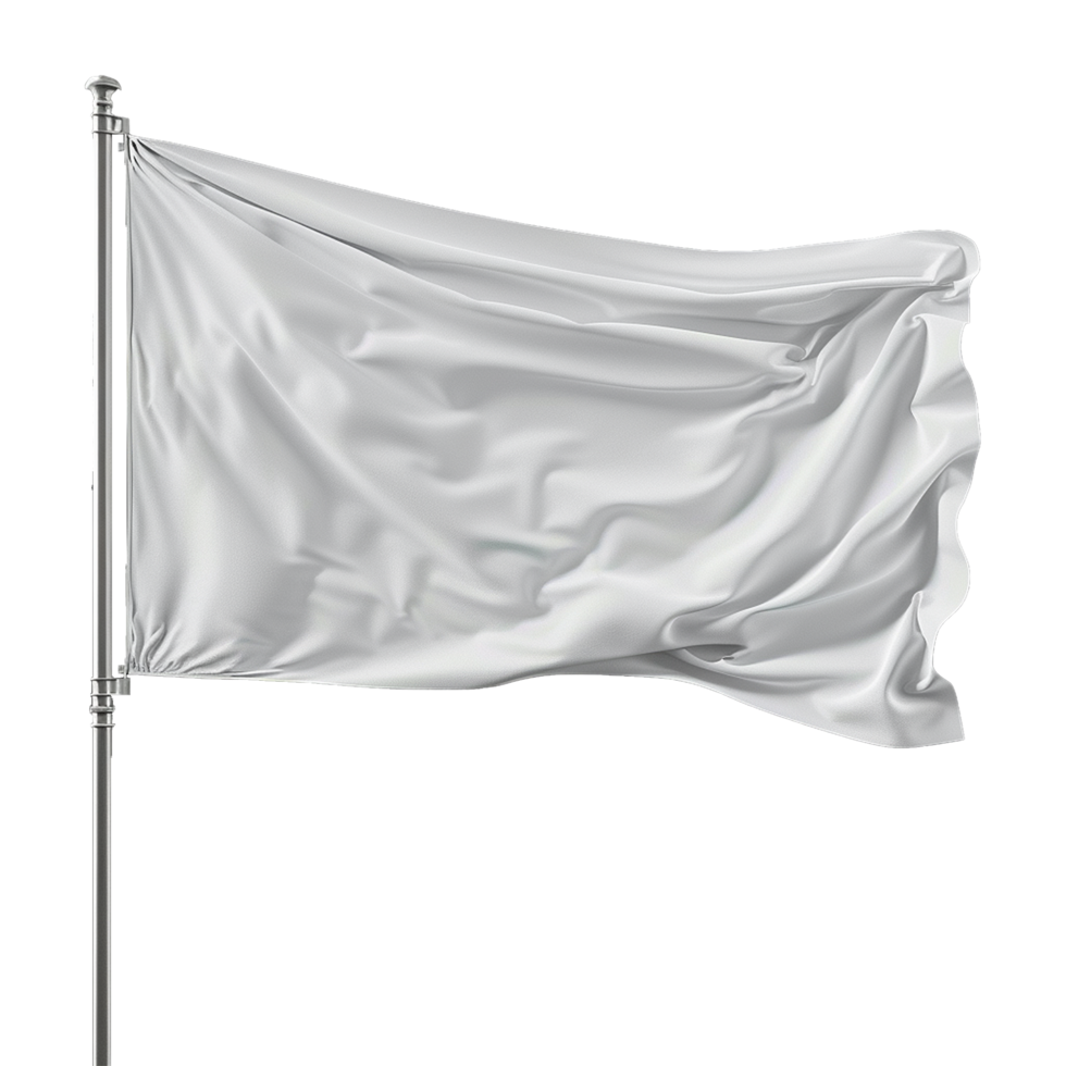 AI generated Blank white flag waving isolated on transparent background png
