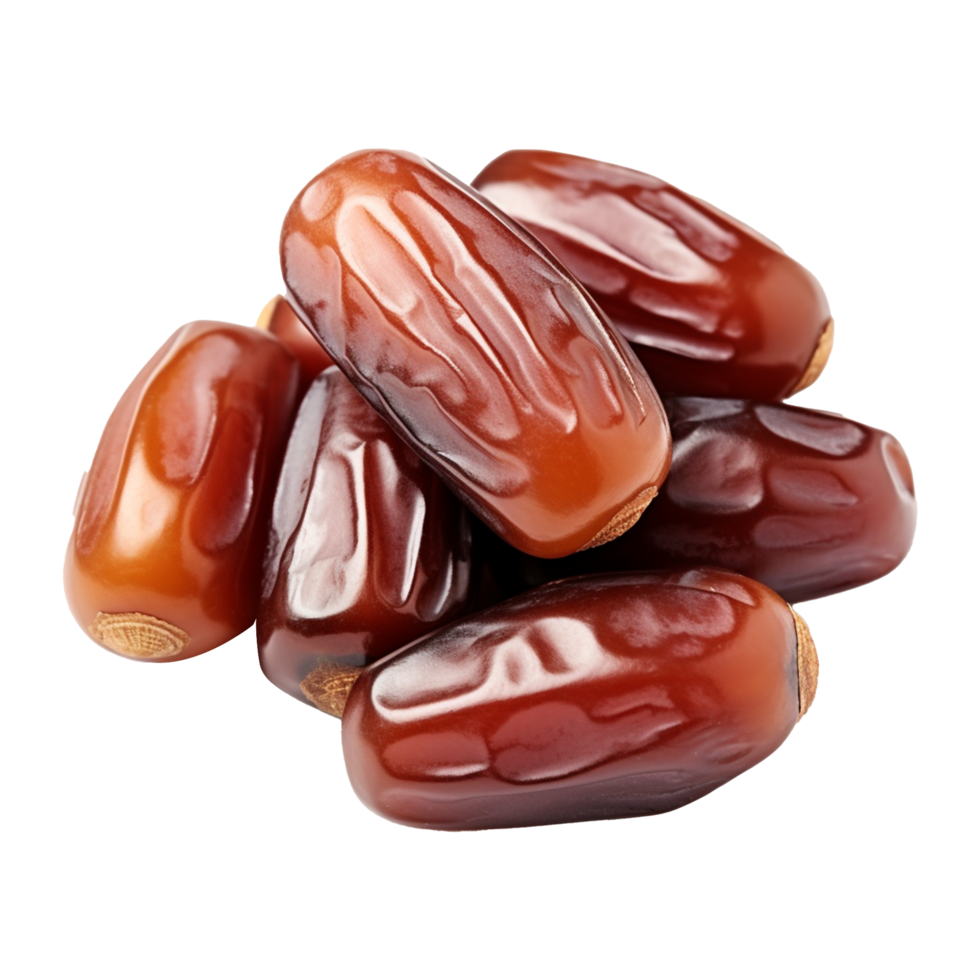AI generated Dates in wooden bowl isolated on transparent background png
