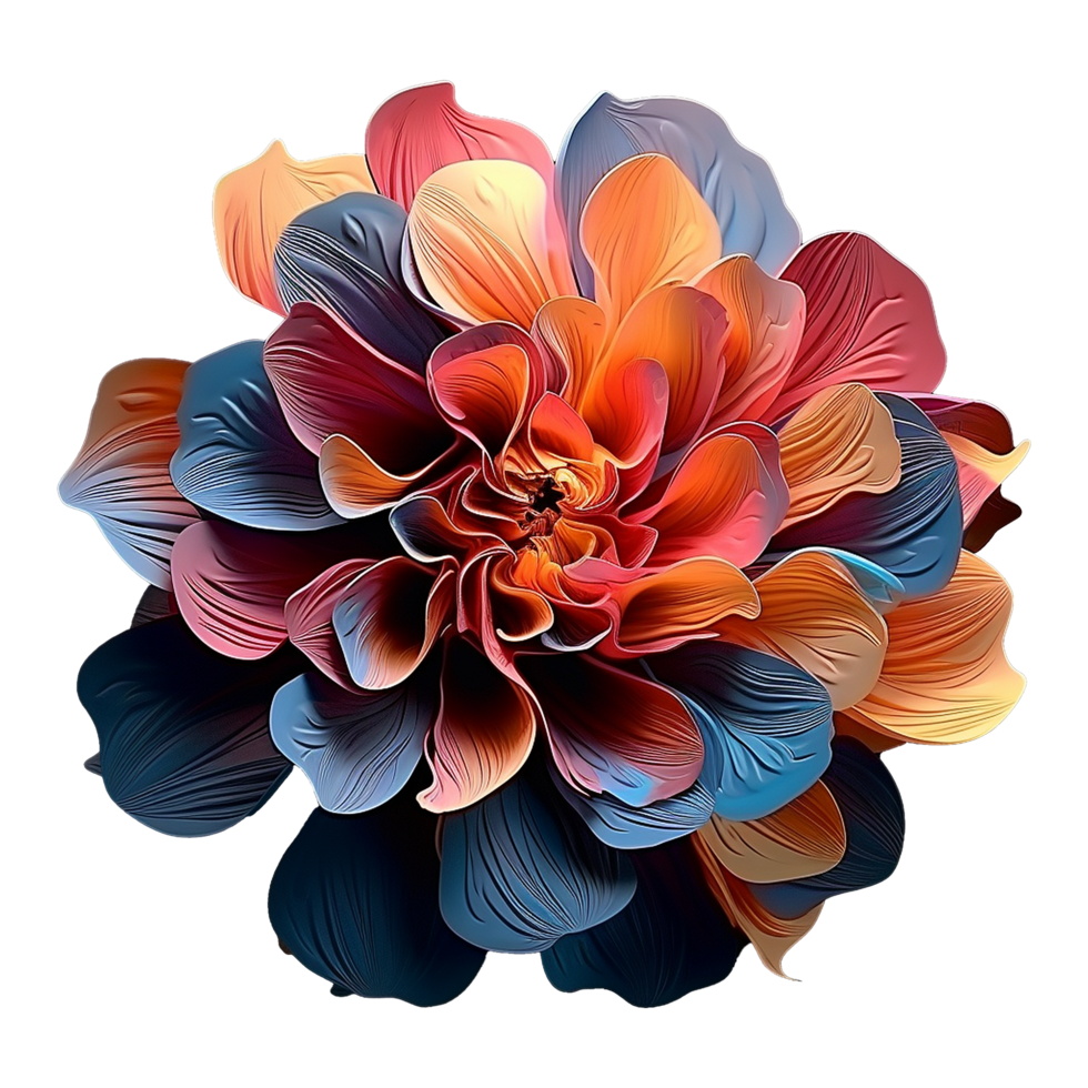 AI generated 3d style colorful flower isolated on transparent background png